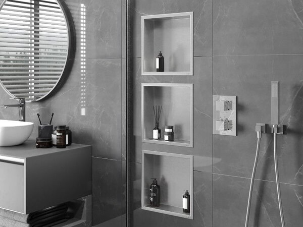 Mexen X-Wall-R nerezová polička s límcem 30 x 30 cm, inox - 1910303010