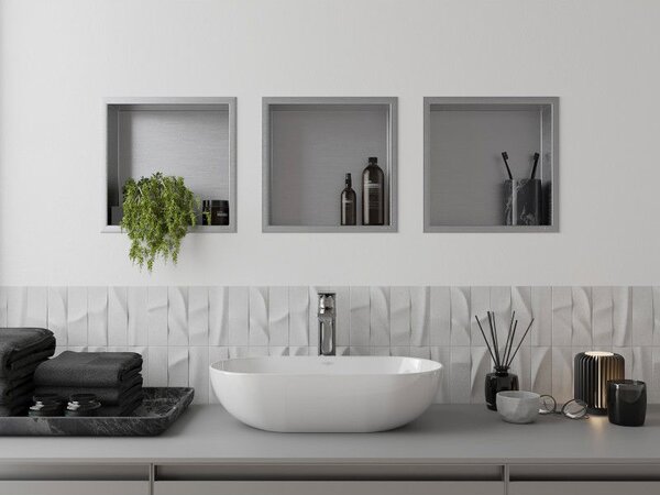 Mexen X-Wall-R nerezová polička s límcem 30 x 30 cm, inox - 1910303010