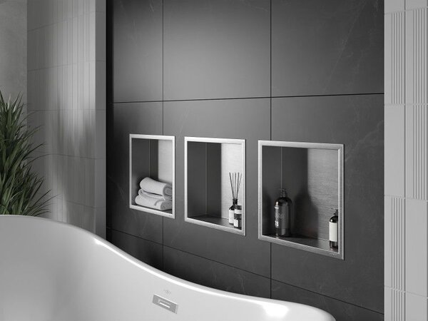 Mexen X-Wall-R nerezová polička s límcem 30 x 30 cm, inox - 1910303010