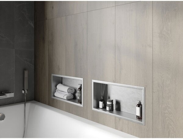 Mexen X-Wall-R vestavěná polička s límcem 45 x 20 cm, inox - 1910452010