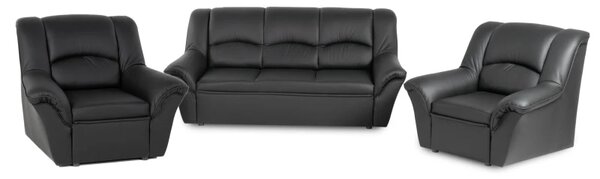 Kožená sedací souprava DUBAJ LUX 3+1+1, černá (k-70)