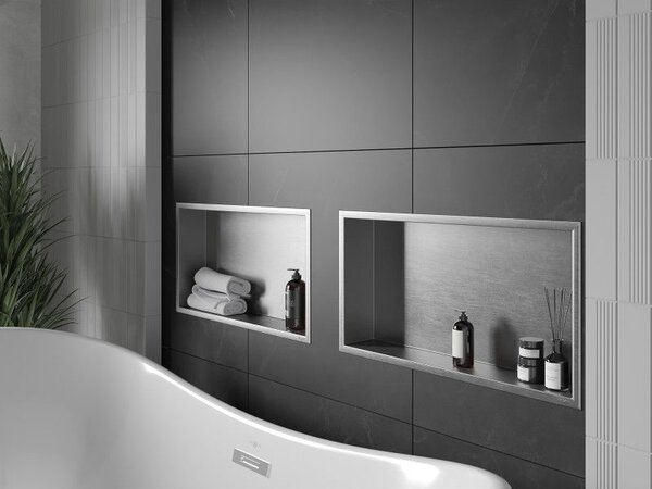 Mexen X-Wall-R nástěnná polička s límcem 60 x 30 cm, inox - 1910603010