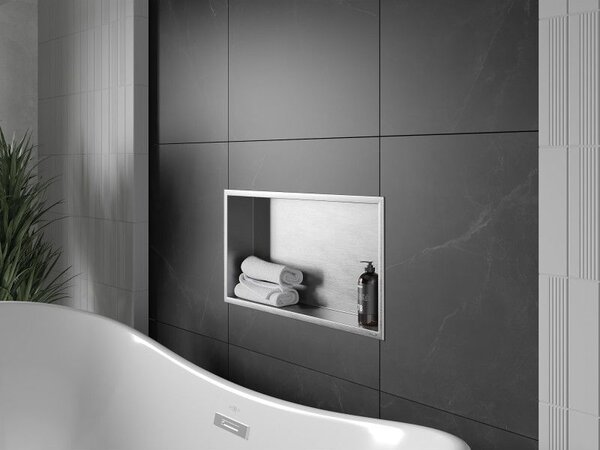 Mexen X-Wall-R nástěnná polička s límcem 60 x 30 cm, inox - 1910603010
