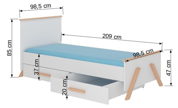 Postel s úložným prostorem 90x200 cm cm - Koral