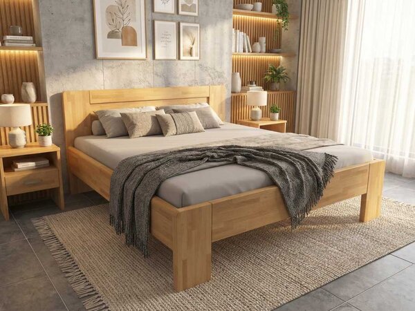 Buková zvýšená manželská postel 180x200 - Montana Supra Odstín moření: Antracit, Rozměr: 180x200