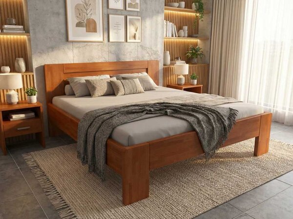 Buková zvýšená manželská postel 180x200 - Montana Supra Odstín moření: Antracit, Rozměr: 180x200