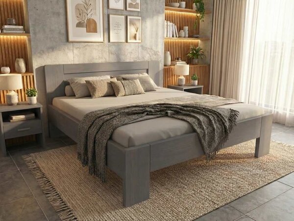 Buková zvýšená manželská postel 180x200 - Montana Supra Odstín moření: Antracit, Rozměr: 180x200
