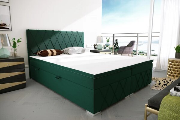 Postel Boxspring Royal, 200x180, modrá (mono 242)