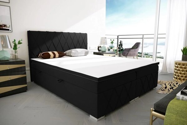Postel Boxspring Royal, 200x180, modrá (mono 242)