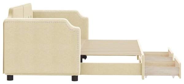 Válenda s přistýlkou a zásuvkami krémová 80 x 200 cm textil 3197669
