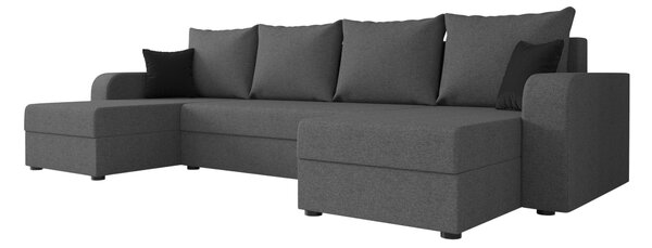 Rozkládací sedací souprava do U VALERIO 305x140 cm, tmavě šedá