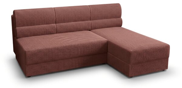 Rozkládací oboustranná sedací souprava do L TAVERO SLIM 201x140 cm, tmavě růžová