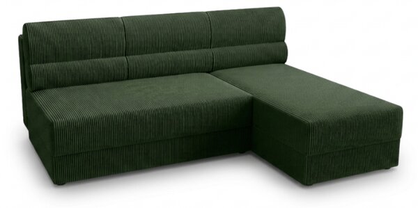 Rozkládací oboustranná sedací souprava do L TAVERO SLIM 201x140 cm, tmavě zelená