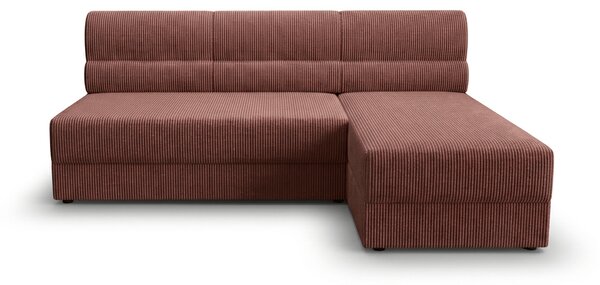 Rozkládací oboustranná sedací souprava do L TAVERO SLIM 201x140 cm, tmavě růžová