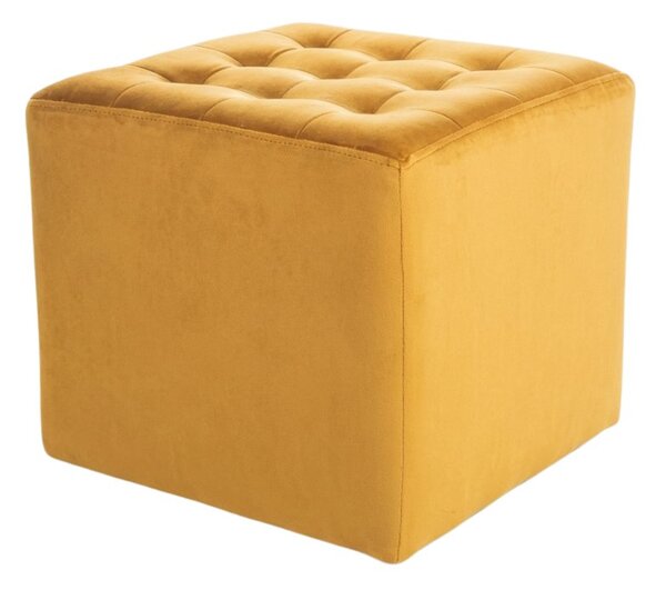Hořčicový taburet LORI VELVET