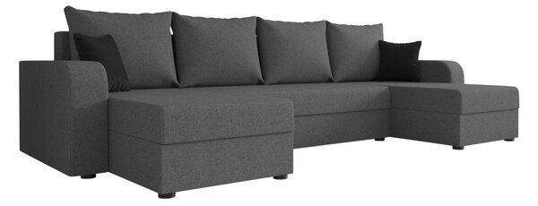Rozkládací sedací souprava do U VALERIO 305x140 cm, tmavě šedá
