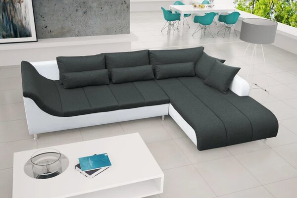 LOFT rohová sedací souprava, pravá, bílá/černá (soft 17/inari 100)