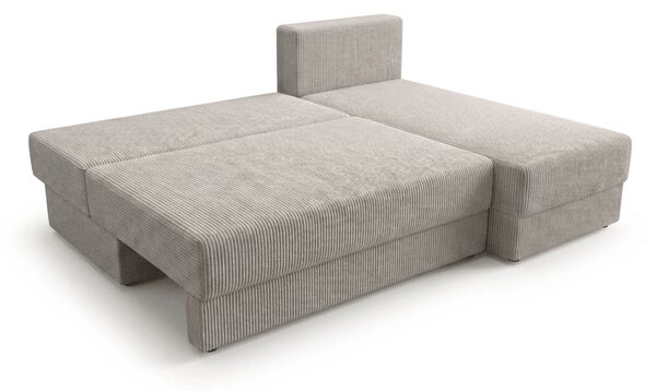 Rozkládací oboustranná sedací souprava do L TAVERO SLIM 201x140 cm, světle béžová