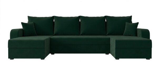 Rozkládací sedací souprava do U VALERIO 305x140 cm, tmavě zelená