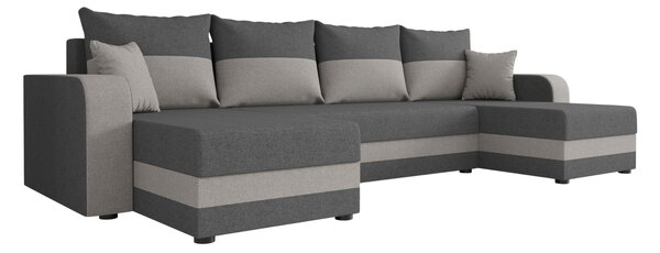 Rozkládací sedací souprava do U VALERIO 305x140 cm, tmavě šedá/světle šedá