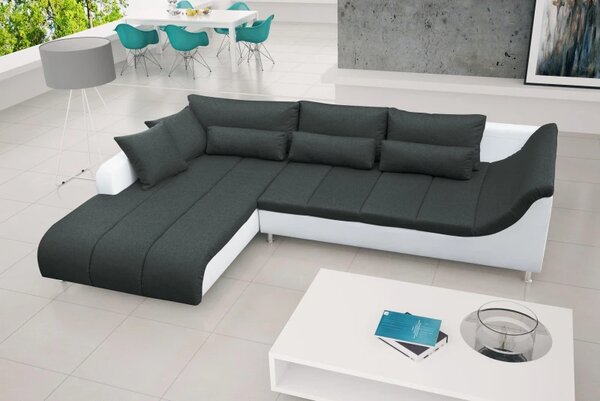 LOFT rohová sedací souprava, levá, bílá/černá (soft 17/inari 100)