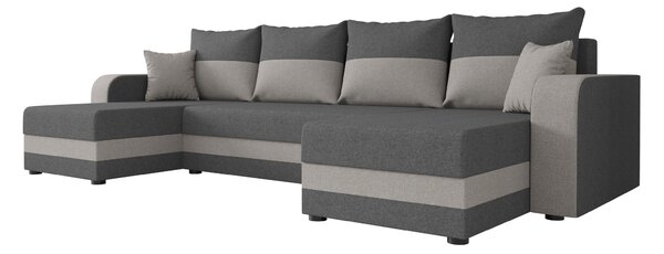 Rozkládací sedací souprava do U VALERIO 305x140 cm, tmavě šedá/světle šedá