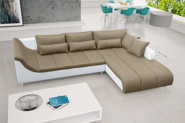 LOFT rohová sedací souprava, pravá, bílá/hnědá (soft 17/inari 27)