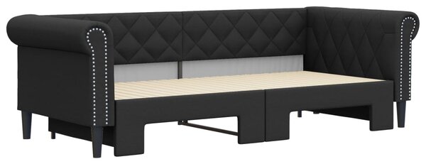 Válenda s přistýlkou černá 90 x 200 cm umělá kůže 3197723