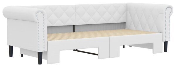 Válenda s přistýlkou bílá 90 x 200 cm umělá kůže 3197724