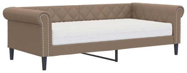 Válenda s matrací cappuccino 90 x 200 cm umělá kůže 3197722