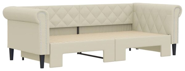 Válenda s přistýlkou krémová 90 x 200 cm umělá kůže 3197725