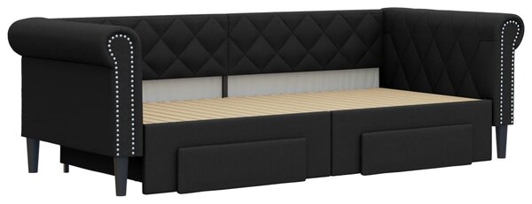 Válenda s přistýlkou a zásuvkami černá 90 x 200 cm umělá kůže 3197731