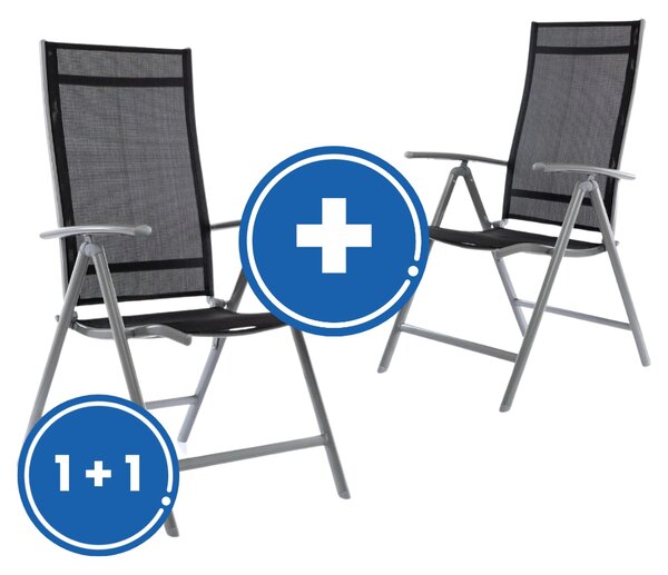 Zahradní židle Conrado 1 + 1 ZDARMA, černá / šedá