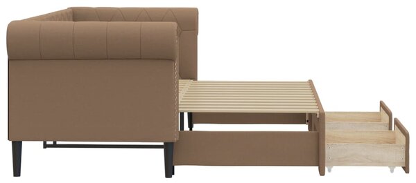 Válenda s přistýlkou a zásuvkami cappuccino 90x200cm umělá kůže 3197734