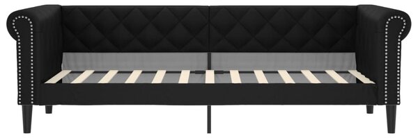 Válenda s přistýlkou a zásuvkami černá 90 x 200 cm umělá kůže 3197731