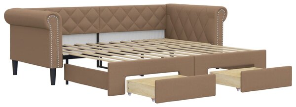 Válenda s přistýlkou a zásuvkami cappuccino 90x200cm umělá kůže 3197734