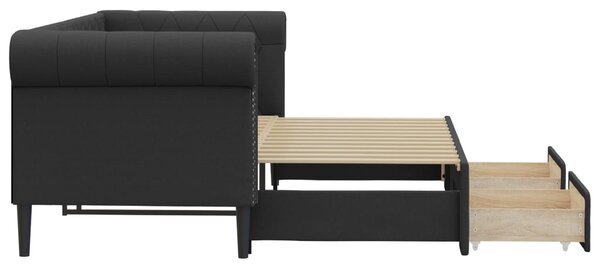 Válenda s přistýlkou a zásuvkami černá 90 x 200 cm umělá kůže 3197731