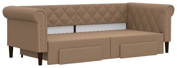 Válenda s přistýlkou a zásuvkami cappuccino 90x200cm umělá kůže 3197734