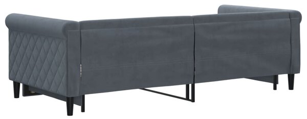 Válenda s přistýlkou tmavě šedá 90 x 200 cm samet 3197772