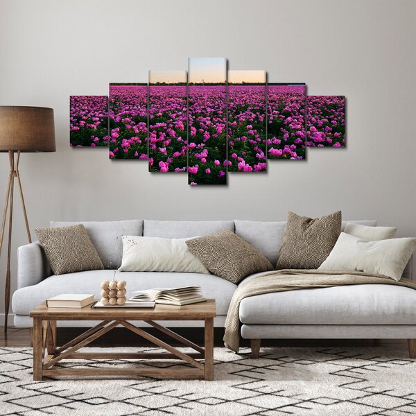 Obraz - Louka fialových tulipánů (210x100 cm)
