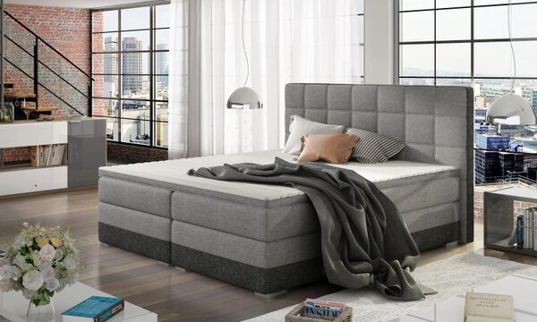 Postel Boxspring Damasia, šedá sv./tm. (DMS 02)