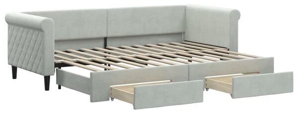 Válenda s přistýlkou a zásuvkami světle šedá 80 x 200 cm samet 3197812