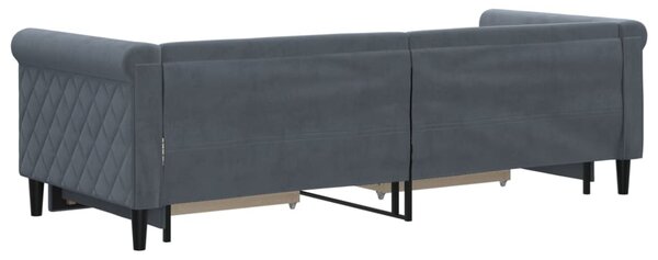 Válenda s přistýlkou a zásuvkami tmavě šedá 80 x 200 cm samet 3197813