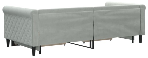 Válenda s přistýlkou a zásuvkami světle šedá 90 x 200 cm samet 3197819