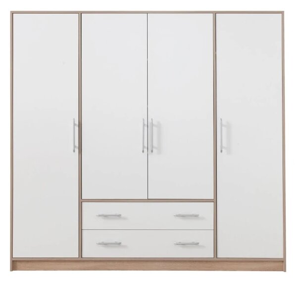 Šatní skříň Smart 200 cm, dub sonoma/bílá