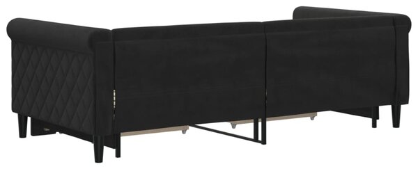 Válenda s přistýlkou a zásuvkami černá 90 x 190 cm samet 3197834