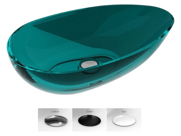 Besco Deskové umyvadlo ze syntetické pryskyřice Neya 60x35 cm Ocean Breeze s výpustí Click-Clack Typ a barva výpustě: Click-Clack bez přepadu, chrom