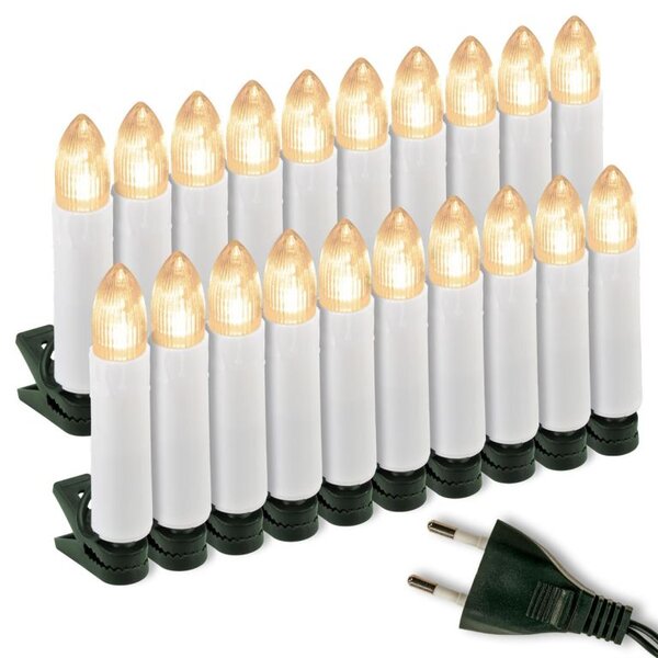 Klasické svíčky na vánoční stromek, teple bílé LED