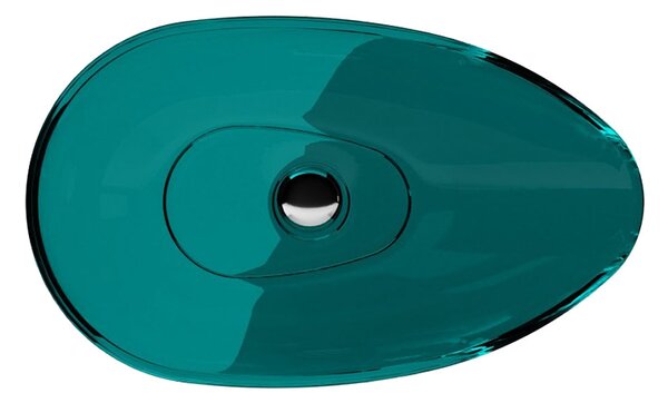 Besco Deskové umyvadlo ze syntetické pryskyřice Neya 60x35 cm Ocean Breeze s výpustí Click-Clack Typ a barva výpustě: Click-Clack bez přepadu, chrom