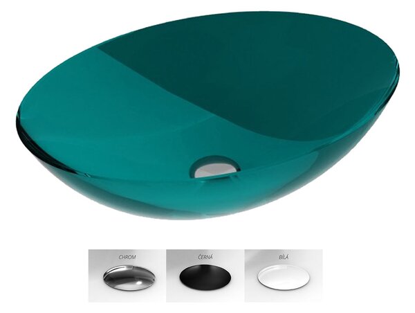 Besco Deskové umyvadlo ze syntetické pryskyřice Anya 50x35 cm Ocean Breeze s výpustí Click-Clack Typ a barva výpustě: Click-Clack bez přepadu, bílá